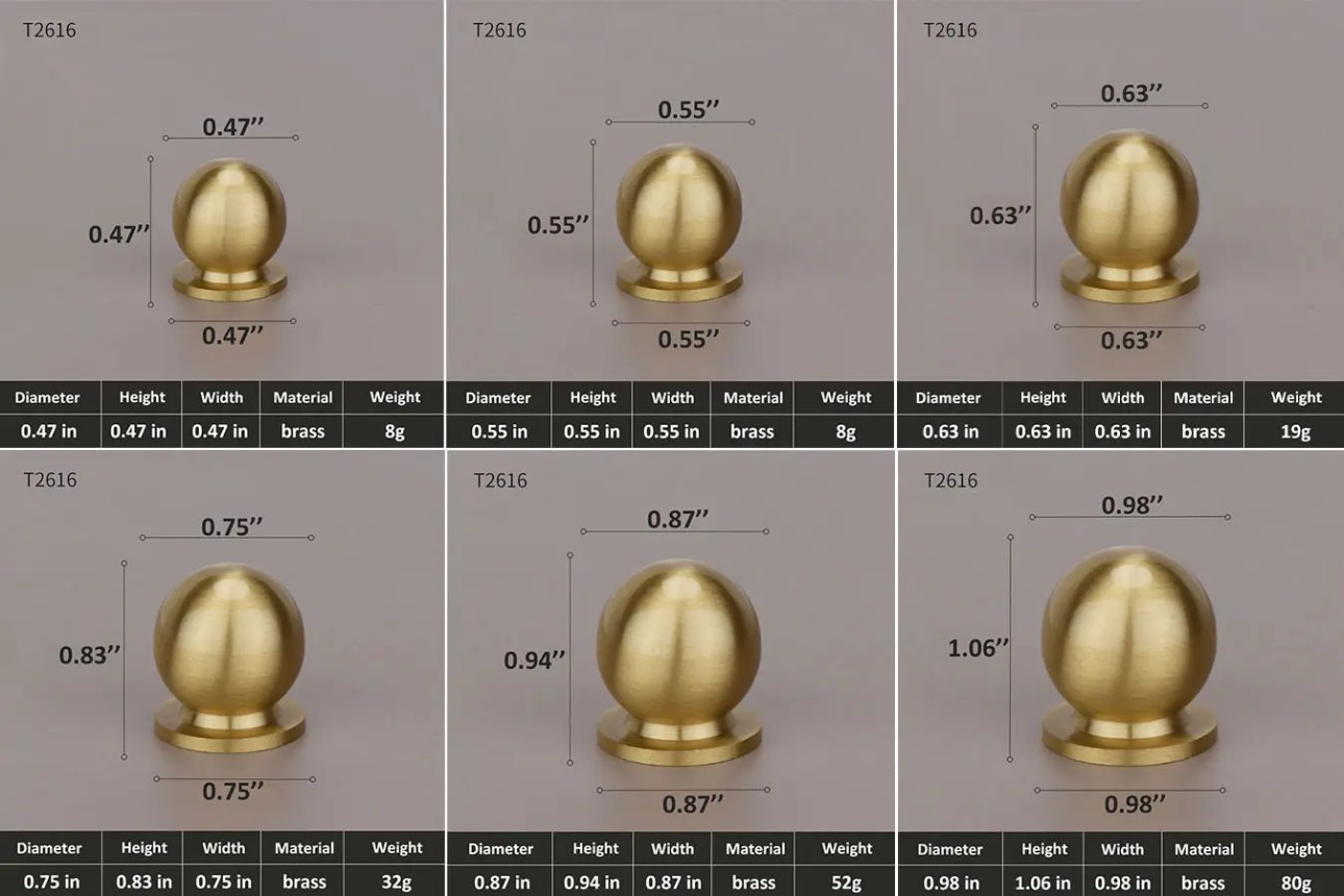 Size for brass furniture knobs-T2616