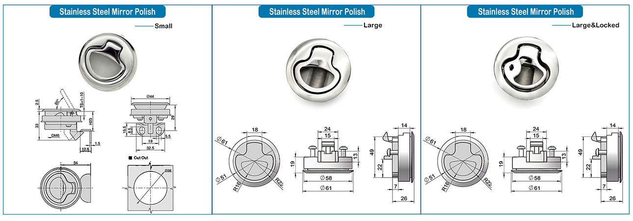 size image for Premium Stainless Steel Embedded Round Handles