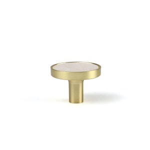 image for White shell brass Cabinet knob