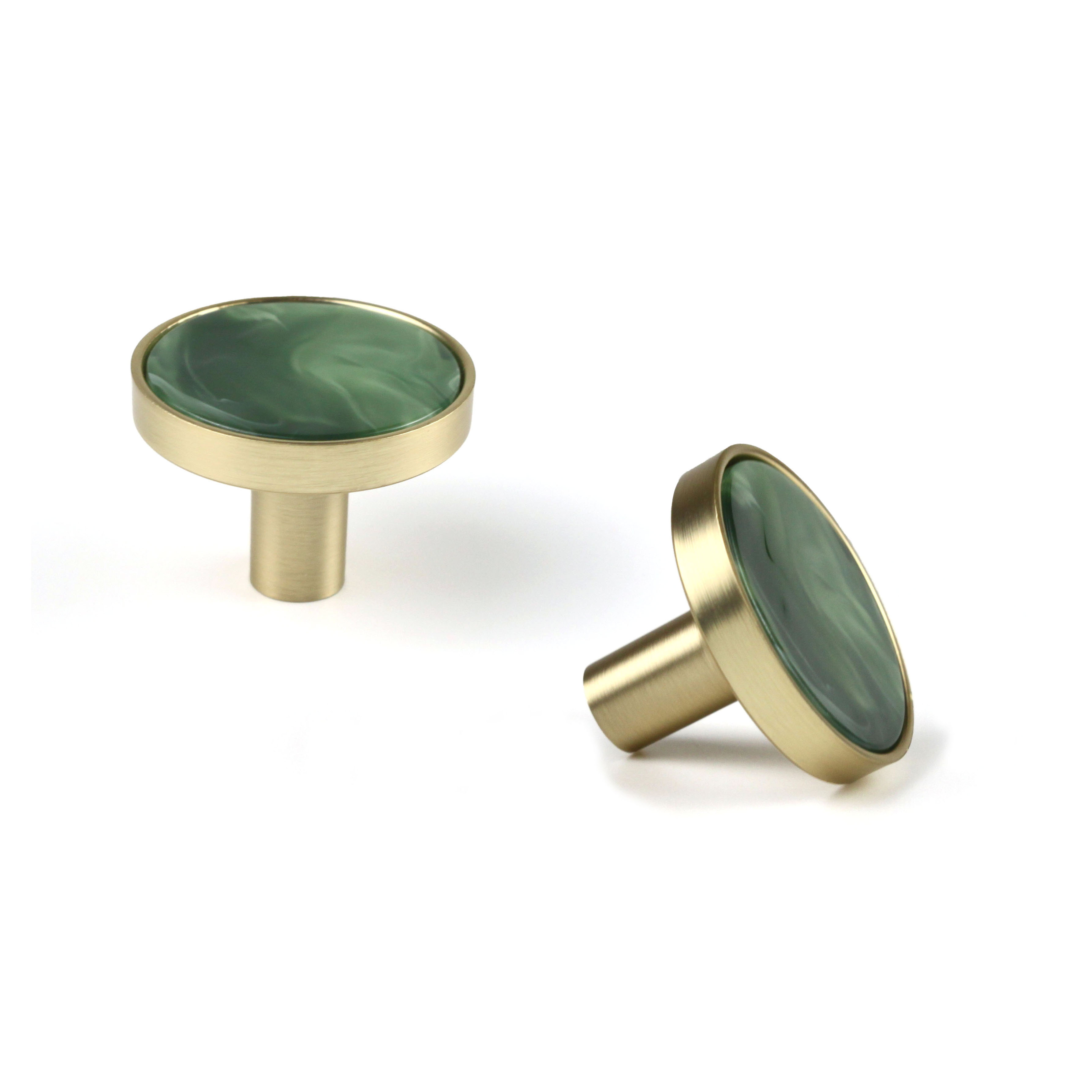 image for green shell brass furniture knob